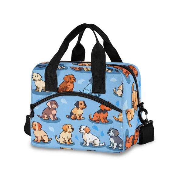 joogoo Cute Pug Dog Insulated Lunch Bags Reusable Cooler Box with Shoulder Strap