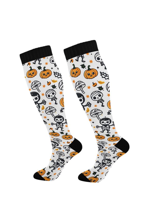 Cute Pumpkins Skull Long Socks Women Men Knee High Sock