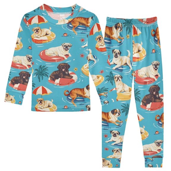 joogoo Cute Puppies Dog Tropical Pajamas Set Long Sleeve Soft Cotton Sleepwear 2 Piece 18M