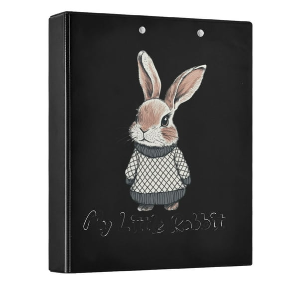 joogoo Cute Rabbit Boy Hardcover 3 Ring Binder 1.5" Round Rings Interior Pockets Binders Organizer 1 Pack