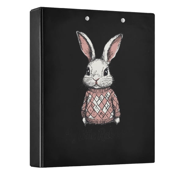 joogoo Cute Rabbit Girl Hardcover 3 Ring Binder 1.5" Round Rings Interior Pockets Binders Organizer 1 Pack