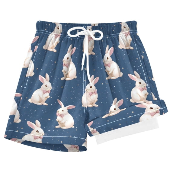 joogoo Cute Rabbit with Bow Boys Swim Trunks Beach Swimsuit Shorts Boxer 9-11Y
