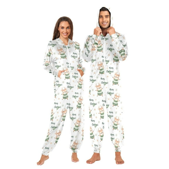 joogoo Cute Reindeer Christmas Unisex Adults Onesies Pajamas Jumpsuits M