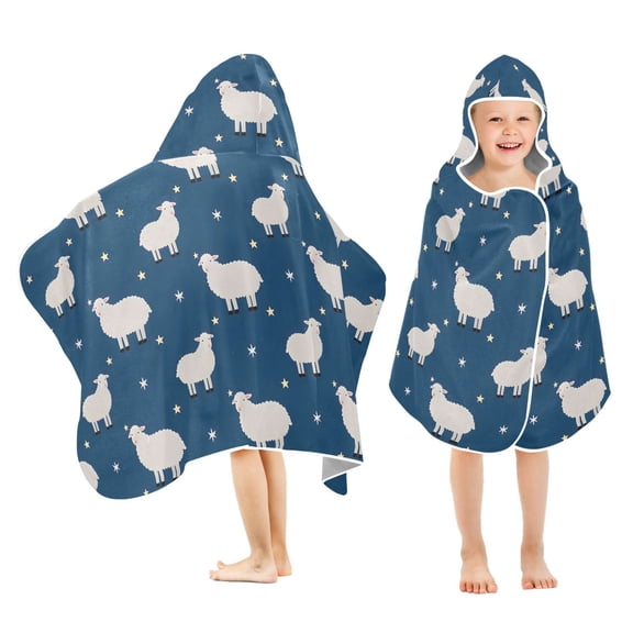joogoo Cute Sheeps Kids Hooded Beach Towel Baby Bath Towel 23.5"x50"