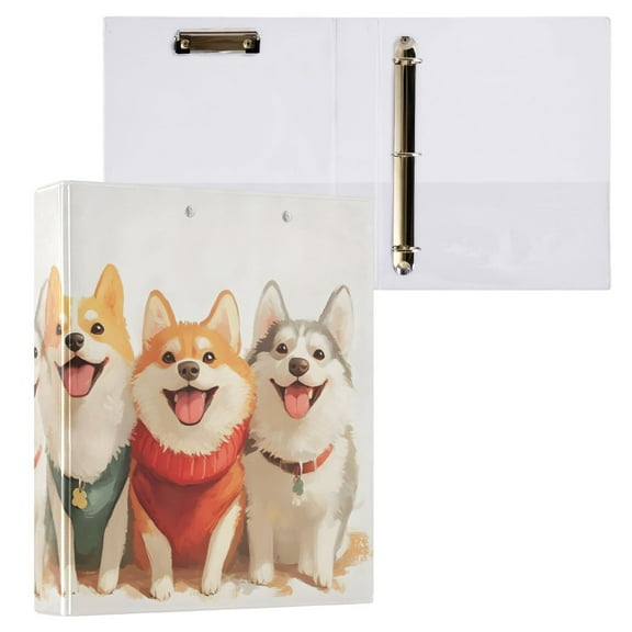 joogoo Cute Shiba Inu Dogs Hardcover 3 Ring Binder 1.5" Round Rings Interior Pockets Binders Organizer 1 Pack