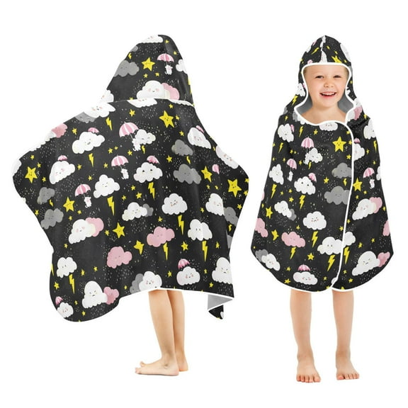 joogoo Cute Stars Cloud Kids Hooded Beach Towel Baby Bath Towel 23.5"x50"