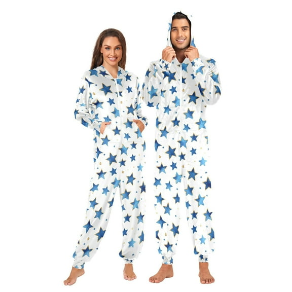 joogoo Cute Stars Unisex Adults Onesies Pajamas Jumpsuits M