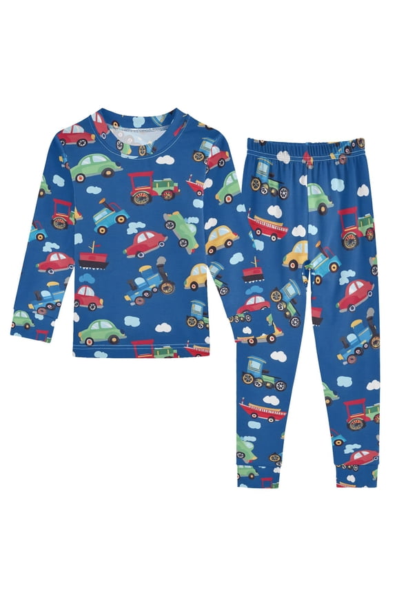 Cute Trucks Cloud 2 Piece Long Sleeve Tee and Pants Cotton Pajama Set 4T
