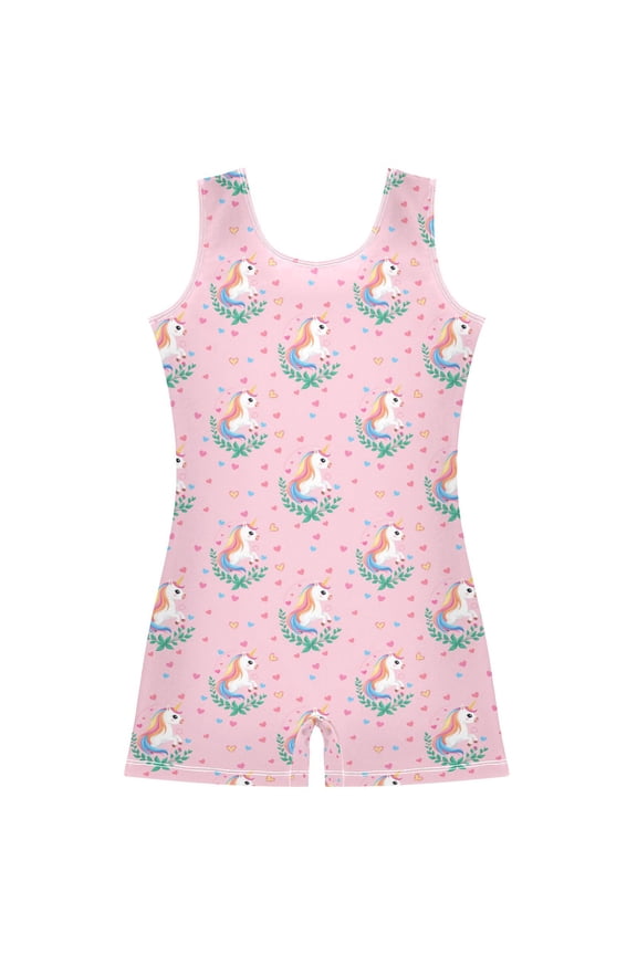 Cute Unicorn Pattern Girls Leotards Gymnastics Tumbling Outfit Biketard Unitard 2-3Years