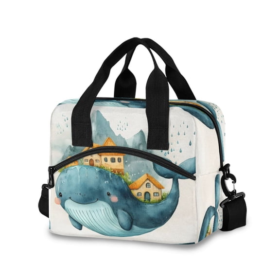 joogoo Cute Whale Insulated Lunch Bags Reusable Cooler Box with Shoulder Strap