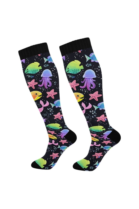 Cute Whale Jellyfish Socks Women Men Knee High Sock