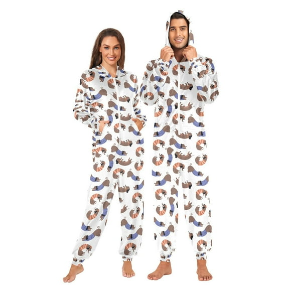 joogoo Dachshund Pattern Unisex Adults Onesies Pajamas Jumpsuits M