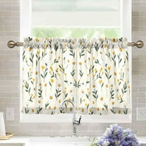 joogoo Daisy Floral Curtains Sets Half Window Cafe Farmhouse Tier 2 Panels Short Curtain Rod Pocket 27"W x 24"L