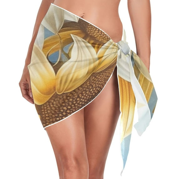joogoo Daisy Sunflowers Abstract Women's Beach Sarong Bathing Suit Wrap Swimwear Cover Ups M