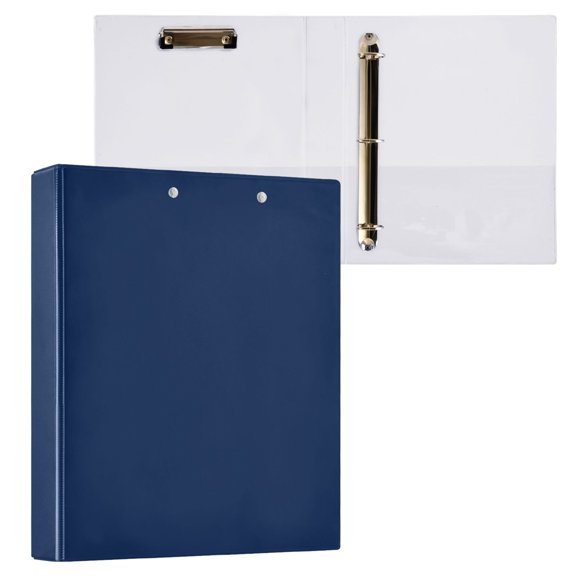 joogoo Dark Blue Paint Hardcover 3 Ring Binder 1.5" Round Rings Interior Pockets Binders Organizer 1 Pack