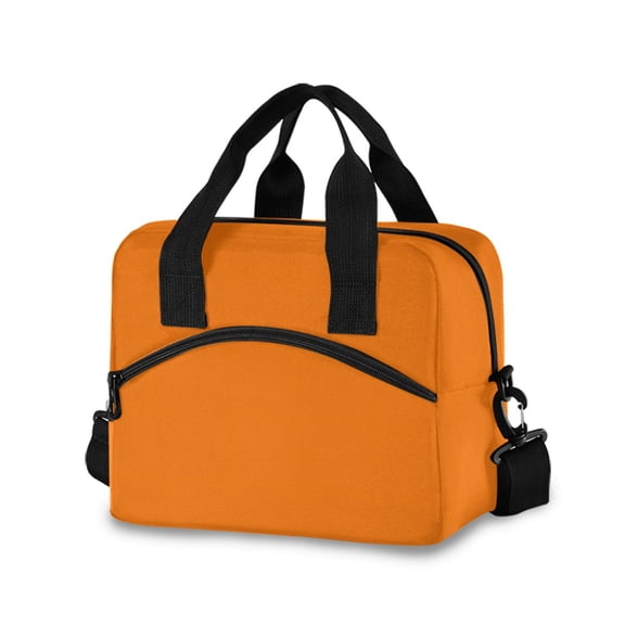 joogoo Dark Orange Print Insulated Lunch Bags Reusable Cooler Box with Shoulder Strap