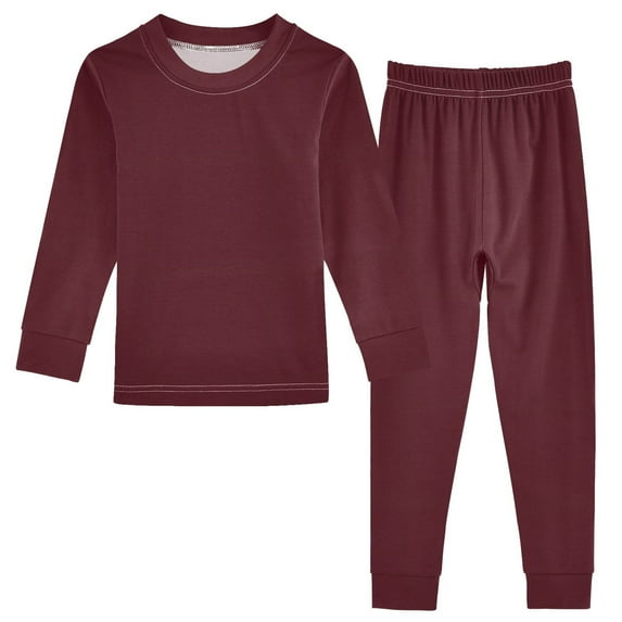 joogoo Dark Red 2 Piece Long Sleeve Tee and Pants Cotton Pajama Set 3T