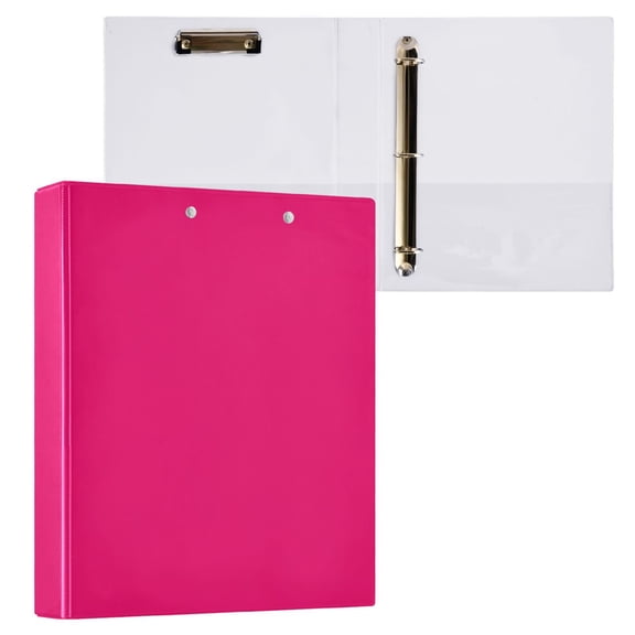joogoo Deep Pink Hardcover 3 Ring Binder 1.5" Round Rings Interior Pockets Binders Organizer 1 Pack