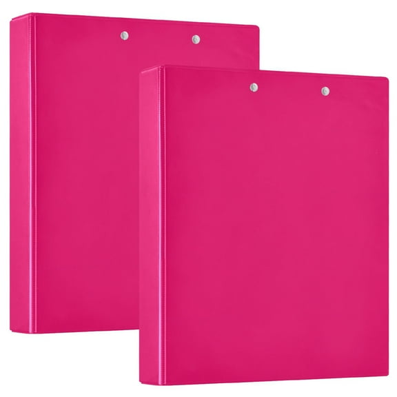 joogoo Deep Pink Hardcover 3 Ring Binder 1.5" Round Rings Interior Pockets Binders Organizer 2 Pack