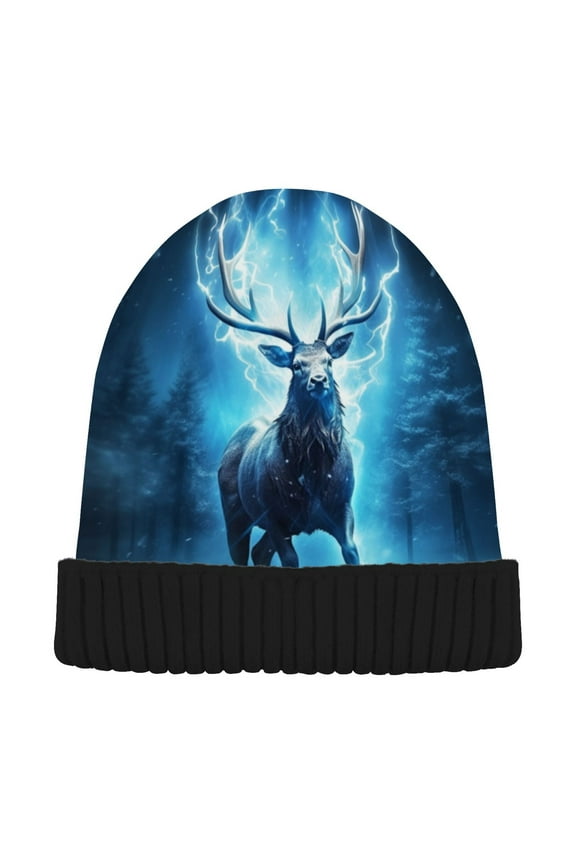 Deer Cool Beanie Hats Men Women Cuffed Skull Cap Winter Warm Knit Thick Beanies