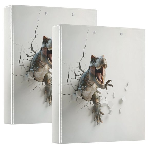 joogoo Dinosaur Breaking Wall Hardcover 3 Ring Binder 1.5" Round Rings Interior Pockets Binders Organizer 2 Pack