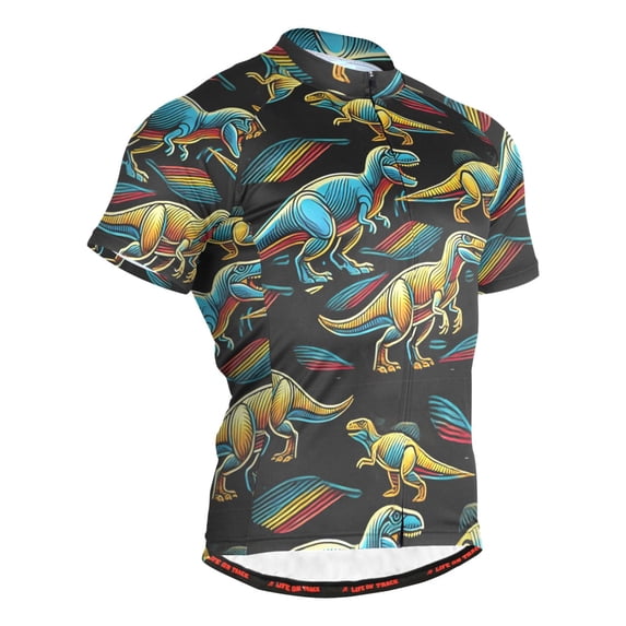 joogoo Dinosaur Pattern Men's Cycling Jerseys Mountain Bike Short Sleeve Tops M