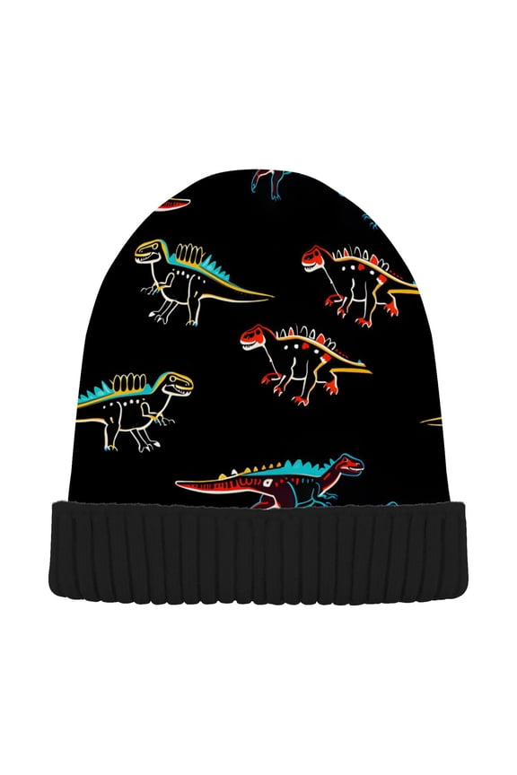 Dinosaur-a2 Beanie Hats Cuffed Winter Warm Knit Thick Beanies