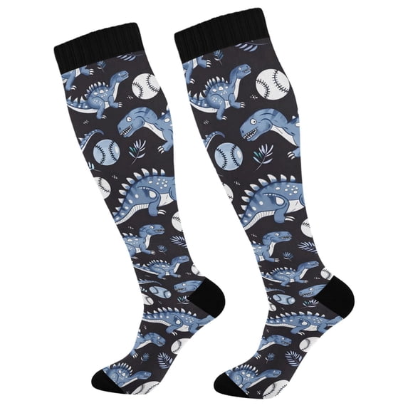 joogoo Dinosaur and Baseball Socks Women Men Knee High Sock