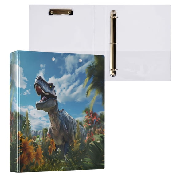 joogoo Dinosaur in Forest Hardcover 3 Ring Binder 1.5" Round Rings Interior Pockets Binders Organizer 1 Pack