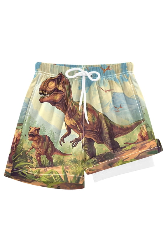 Dinosaur in Forest-a1 Boys Swim Trunks Beach Swimsuit Shorts Boxer 7Y
