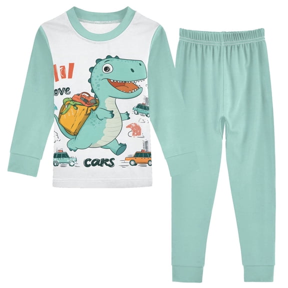 joogoo Dinosaur with Backpack 2 Piece Long Sleeve Tee and Pants Cotton Pajama Set 18M