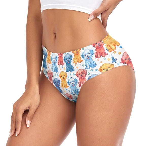 joogoo Dog Cartoon Womens Underwear Stretch Hipster Panties XXL