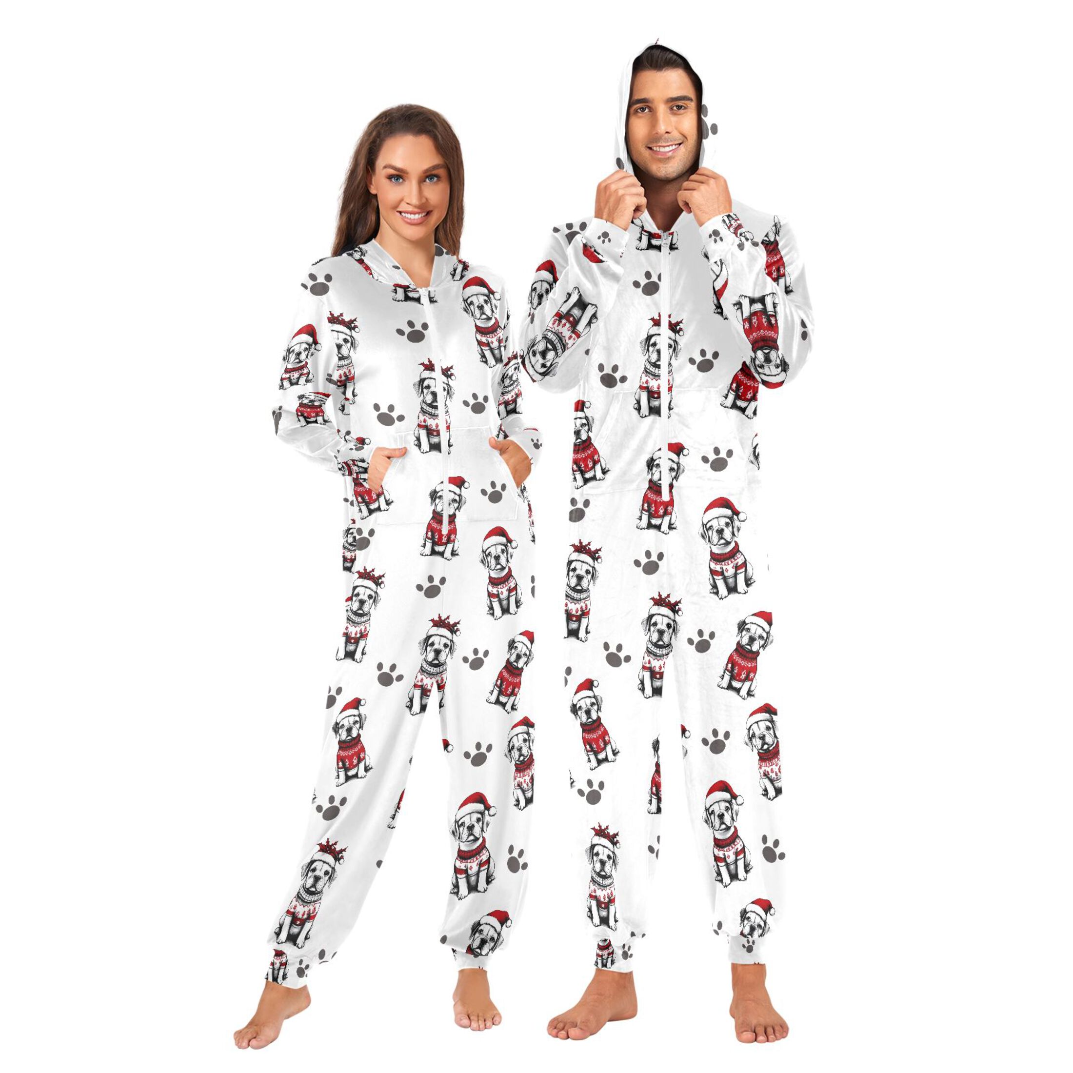 joogoo Dog Christmas Unisex Adults Onesies Pajamas Jumpsuits L