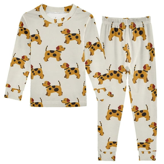 joogoo Dog Dalmatian 2 Piece Long Sleeve Tee and Pants Cotton Pajama Set 8Y