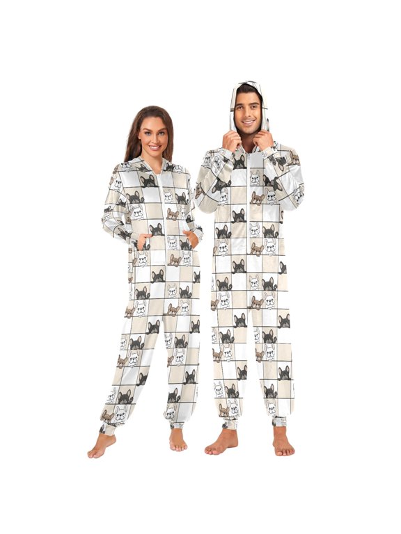 Dog Probe Pattern Unisex Adults Onesies Pajamas Jumpsuits S