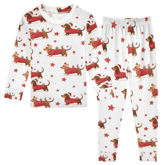 joogoo Dog Star Christmas Pajamas Set Long Sleeve Soft Cotton Sleepwear 2 Piece 24M