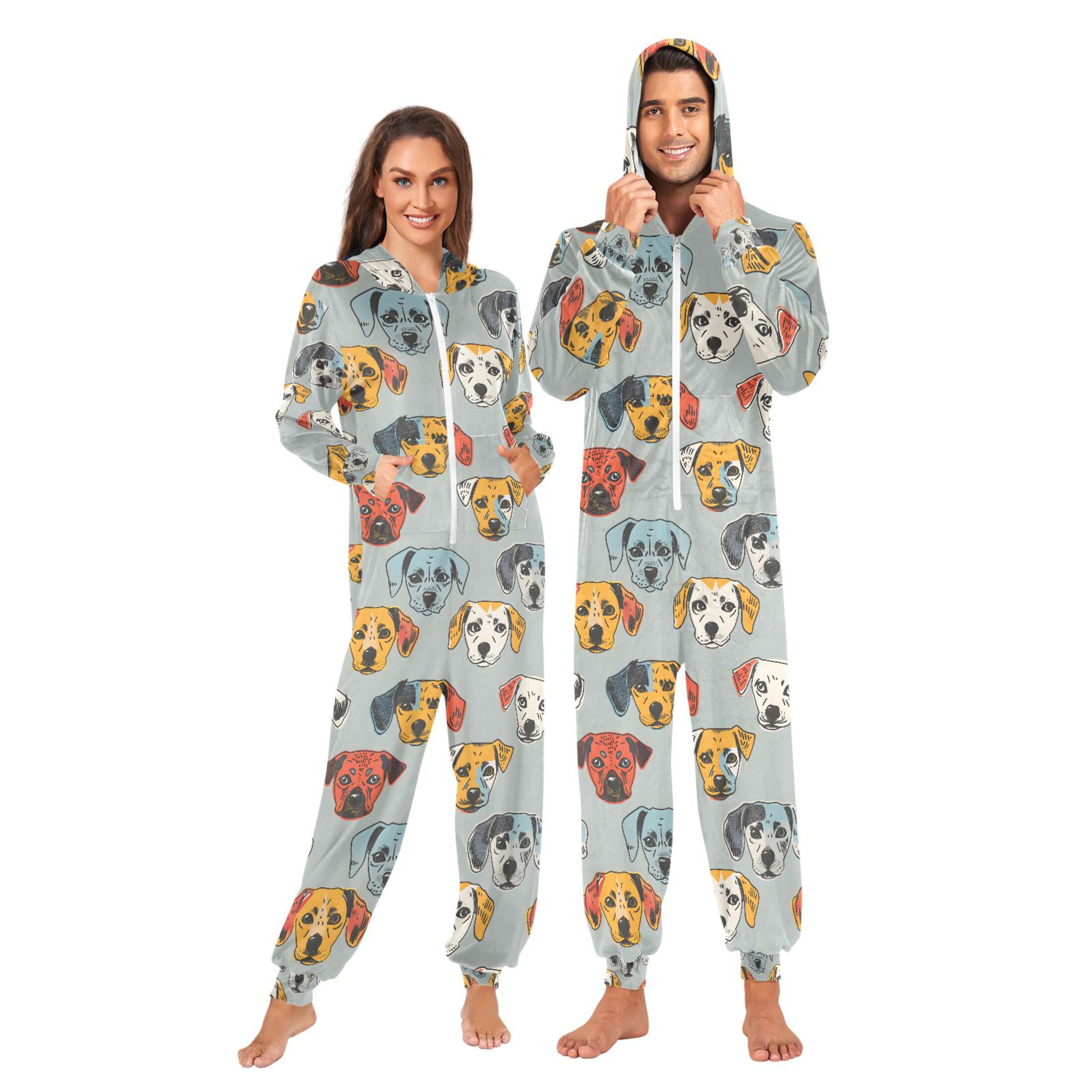 joogoo Dogs Cartoon-c1 Unisex Adults Onesies Pajamas Jumpsuits L