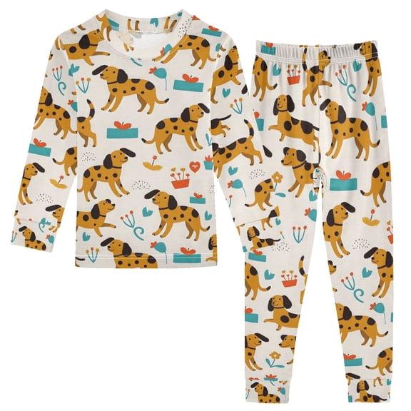joogoo Dogs Dalmatian 2 Piece Long Sleeve Tee and Pants Cotton Pajama Set 8Y