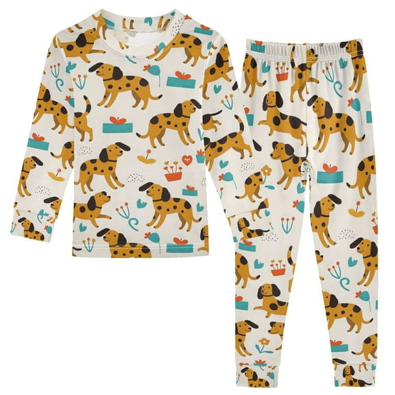 joogoo Dogs Dalmatian Pajamas Set Long Sleeve Soft Cotton Sleepwear 2 Piece 18M