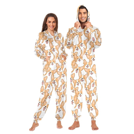 joogoo Doodle Corgi Dogs Unisex Adults Onesies Pajamas Jumpsuits S