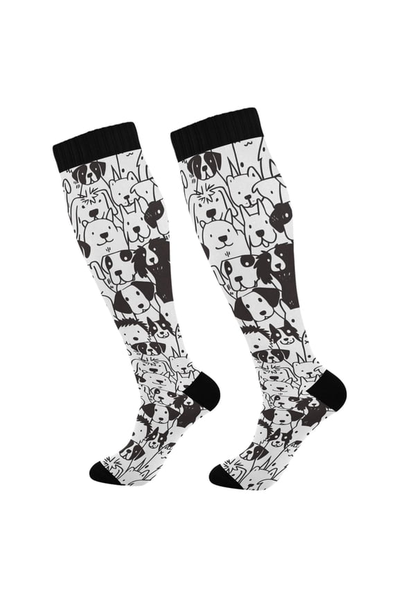 Doodle Dogs Socks Women Men Knee High Sock