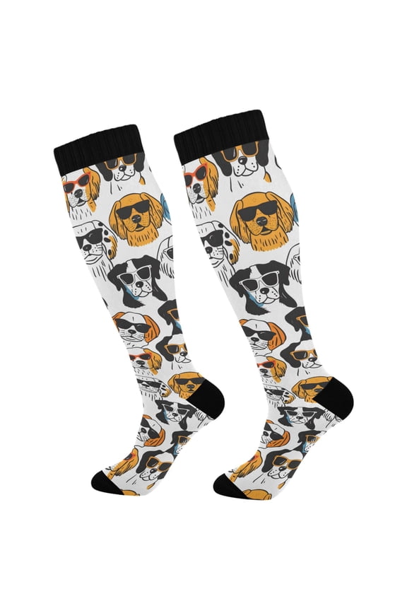 Doodle Dogs in Sunglasses Socks Women Men Knee High Sock