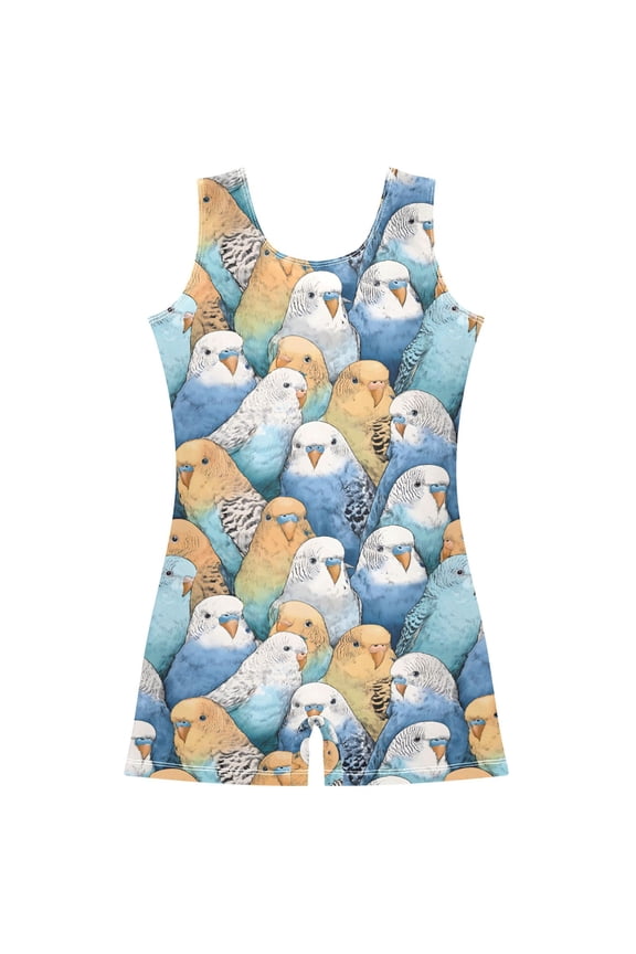 Doodle Parrot-3 Pattern Girls Leotards Gymnastics Tumbling Outfit Biketard Unitard 5-6Years