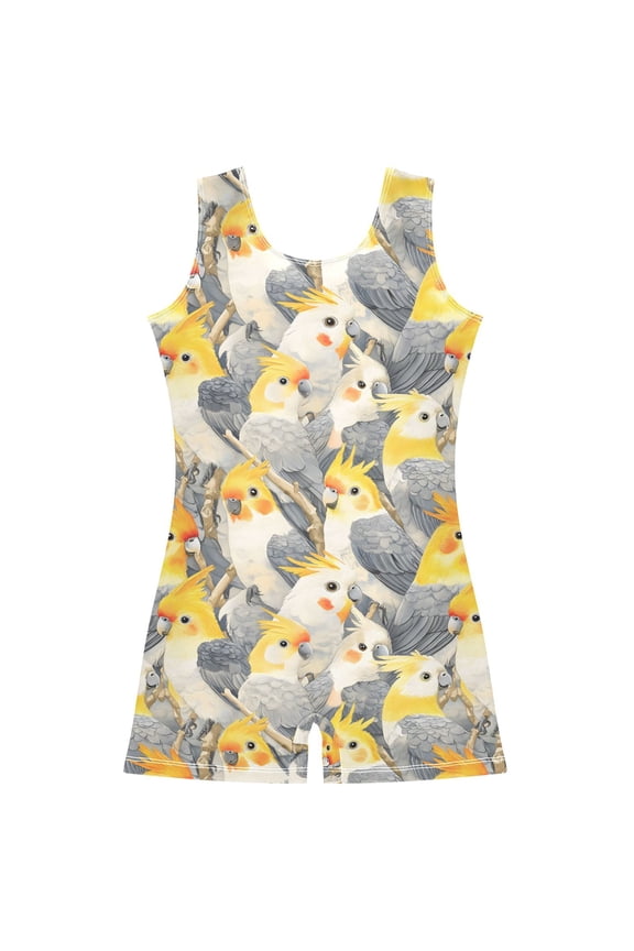 Doodle Parrot-5 Pattern Girls Leotards Gymnastics Tumbling Outfit Biketard Unitard 9-10Years