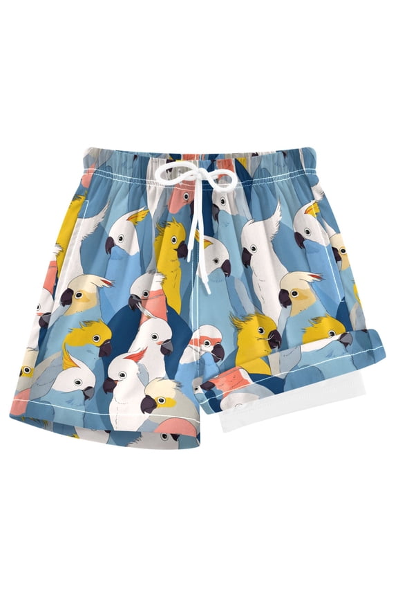 Doodle Parrot-p3 Boys Swim Trunks Beach Swimsuit Shorts Boxer 9-11Y