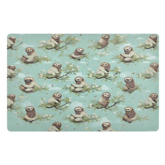 joogoo Door Mats Sloth with Leaves Outdoor Indoor Entrance Low Profile Floor Rugs 32"x20" Carpet