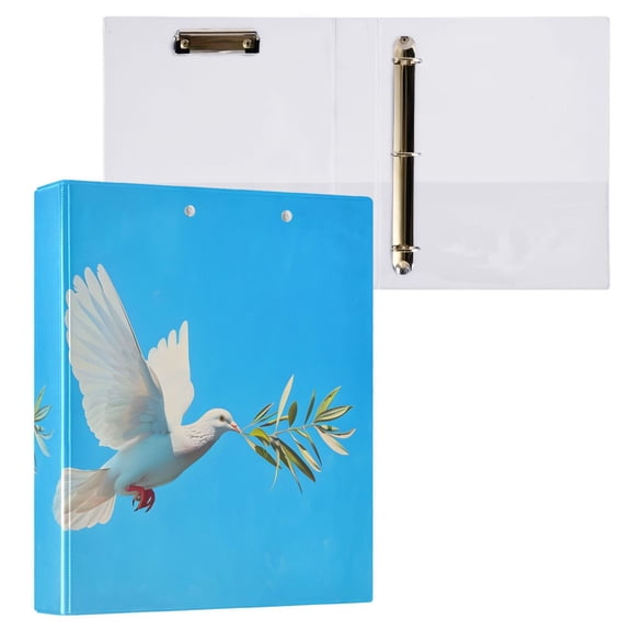 joogoo Dove Of Peace Flying Hardcover 3 Ring Binder 1.5" Round Rings Interior Pockets Binders Organizer 1 Pack