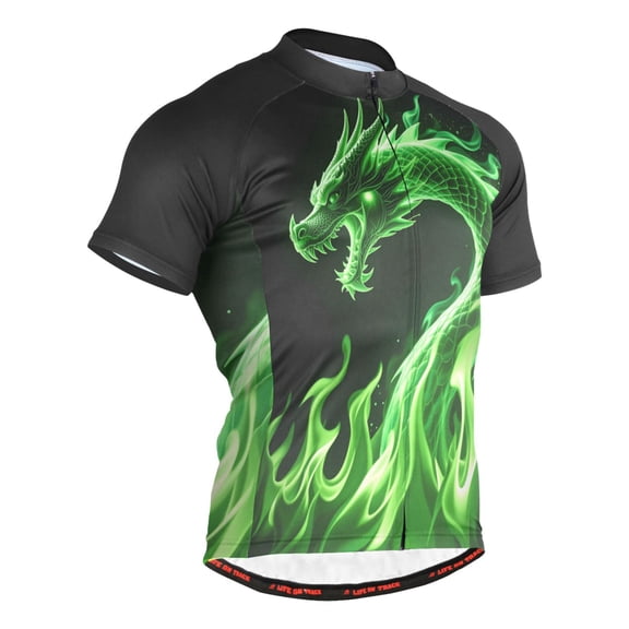 joogoo Dragon Green Men's Cycling Jerseys Mountain Bike Short Sleeve Tops L