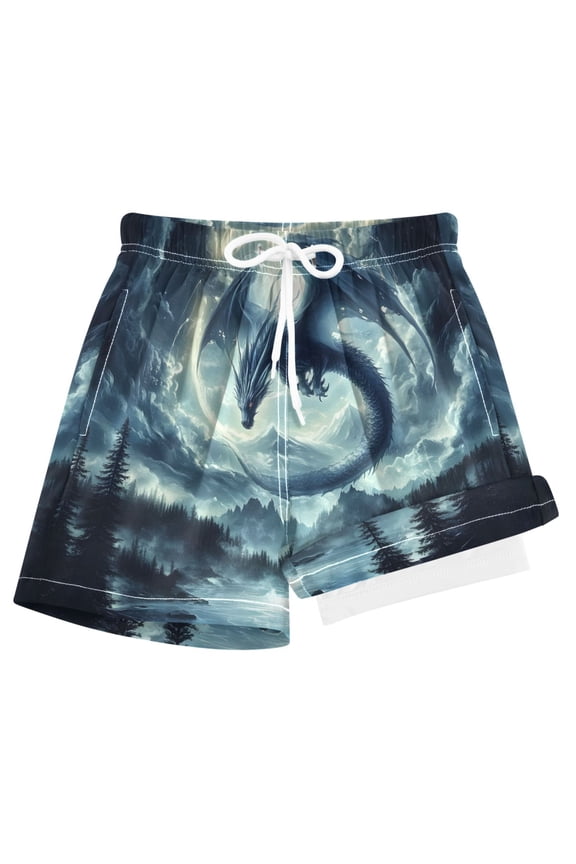 Dragon at Moonlight Boys Swim Trunks Beach Swimsuit Shorts Boxer 8Y