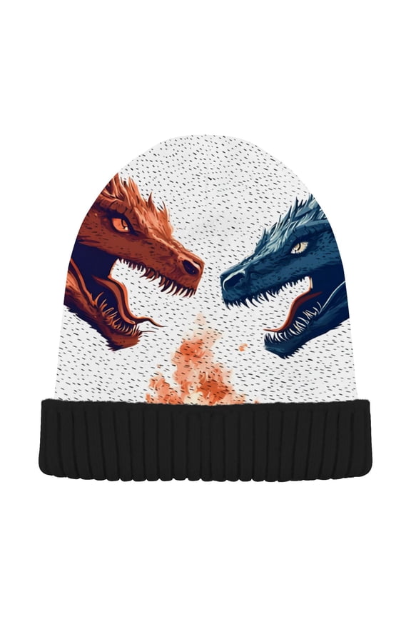 Dragon in Fire Beanie Hats Cuffed Winter Warm Knit Thick Beanies